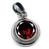 Drachensilber Granat 925 Schmuck Silber Edelstein rot edler Steinschmuck Anhänger 925 Silber Länge: 22