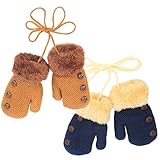 LOPOTIN 2 Paar Kinder Winter Fäustlinge Baby Winterhandschuhe Kleinkinder Fäustel Infant Fausthandschuh Niedliche Strickhandschuh Cotton Knitting Mittens für 1-3 Jahre Jungen Mädchen Spielen G