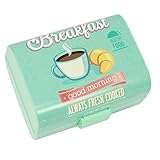 com-four® Brotdose'Breakfast' im Vintage Stil für unterwegs - Lunchbox mit 3 Fächern - Frühstücksbox 17 x 13 x 10 cm (01 Stück -'Breakfast')