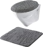 Erwin Müller Hänge-WC-Set 2-TLG. Uni, WC-Vorlage, WC-Deckelbezug rutschhemmend anthrazit - ultraweich, extrem saugfähig, flusenarm (weitere Farben)