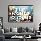 CDERFV The World is Yours Scarface Retro Trippy psychedelische Malerei Poster Druckt Leinwand Wandkunst Bild Für Wohnzimmer Dekor-60x90cm（kein Rahmen）