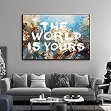 CDERFV The World is Yours Scarface Retro Trippy psychedelische Malerei Poster Druckt Leinwand Wandkunst Bild Für Wohnzimmer Dekor-60x90cm（kein Rahmen）