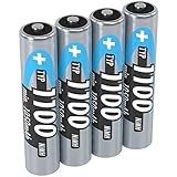 ANSMANN Akku AAA Typ 1100 mAh (min. 1050 mAh) NiMH 1,2 V (4 Stück) - Micro AAA Batterien wiederaufladbar, hohe Kapazität für hohen Stromb