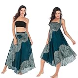 FEOYA Rock Hippie Damen Sommerrock Damen Blumen Maxirock Damen Boho Sommerrock Damen Blumen Strandrock Damen Strandkleid Sommerrock Damen Lang B