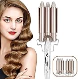 Beach Waves Lockenstab, 3 Fässer lockenstab 25 mm Wellen Locken mit Keramikbeschichtung Temperatureinstellung 170℃-210℃, stilvolles und p