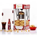 TYPING 300 Popcorn Maschine Retro-Design Kurze Aufheizzeit 6L Problemlose Reinigung Dekorative Innenbeleuchtung Rot, 43x28x25