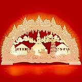 Sikora LB48 beleuchteter LED Holz Schwibbogen SEIFFENER Weihnachtsmarkt inklusive T
