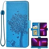 FFFICE Wallet Folio Case für Huawei P9 Lite Premium Echtes Leder Slim Fit Cover für P9 Lite Schlüsselband Magnetverschluss Clip Anti-Schock B
