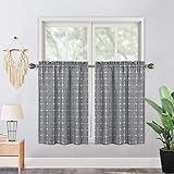 CAROMIO Kurze Fenstervorhänge Stufenvorhänge Karomuster Cafe Vorhänge Dekorative Fenstervorhänge Halber Fenstervorhang für Keller Badezimmer Kleine Fenster 2 Paneele 66 x 91cm Dunkelg