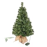 artplants.de Mini Weihnachtsbaum WARSCHAU, LED's, Jutesack, 90cm, Ø 50cm - Künstlicher Christb