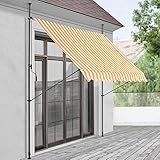 pro.tec Klemmmarkise 300 x 120 x 200-300cm Markise Balkonmarkise Sonnenschutz ohne Bohren Gelb/Weiß G