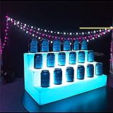 WGYCXJL 3-stufiger LED-Flaschenständer, Bunter, Veränderbarer Leuchtender Weinständer, Spirituosenregal, Beleuchteter Schnaps Für Wein, Bier, Sekt Oder Alkoholfreie Getränk