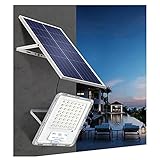 WKZ Solar Flutlicht Mit Fernbedienung 100W 200W 300W Wasserdicht，96 Lampenperlen，solarlampen Fuir AuBen Garten 110LM/W 6500K，intelligente Lichtsteuerung Solar Strahler Baum(Size:100W)