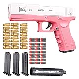 M1911 Shell Ejection Soft Bullet Toy Gun, Rubber Bullet Pistol 1:1 Real Dimensions, Ejecting Magazine, Bullets Silencer, The Best Gift for Children, Fun Outdoor Game Pink