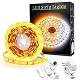 Led Streifen Gelb 2200K, BASON Led Strip 5m Dimmbar, Flexibel Led Band mit Netzteil 12V DIY Indirekte Lichtband Kit für Küche, Schlafzimmer, Treppenhaus, Innen Beleuchtung Dek