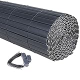 WOLTU GZZ1185gr4 Sichtschutzmatte PVC Sichtschutzzaun, Sichtschutz Windschutz für Balkon Garten Markise Zaun, Grau, 120 x 400 cm (Höhe x Länge)