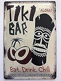 Metall Schild 20x30cm The Tiki Bar Hawaii Cocktails Aloha Eat Drink Chill Tin Sig