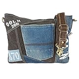 Sunsa Damen Tasche Umhängetasche Handtasche, kleine nachhaltige Bag aus recycelter Jeans und Canvas, Vintage Design Teenager Taschen praktische Geschenke Bags für Women Schultertasche D