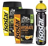 Isostar Hydrate & Perform Iso Drink – 400 g isotonisches Getränkepulver – Elektrolyt Pulver zur Unterstützung der sportlichen Leistungsfähigkeit – Orange + Zitrone + 1 Liter Flasche, 2x400g, 1x1000