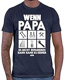 HARIZ Herren T-Shirt Wenn Papa Es Nicht Reparieren Kann Kann Es Keiner 3 Papa Geburtstag Plus Geschenkkarte Navy Blau L