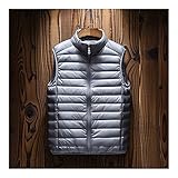 KDDM Winter Daunenwesten Herren Packable Puffer Daunenweste Wintermäntel Leichte Softshell Sleeveless Jacke Oberbekleidung Thermische Pufferweste (Color : Grau, Größe : 170)