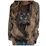 Sasaquoy Damen Sweatshirt Pullover Mädchen und Pferd Druck Langarmshirt Tops Herbst Frauen Elegant Pulli Langarm T-Shirt Shirts Teenager Bedrucktes Lockere Casual Oberteil (Z10, Medium)