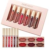 Samtiges Lipgloss-Set 6 Farben Flüssiger Lippenstift Mattes, langlebiges wasserdichtes Lipgloss-Geschenk (A)