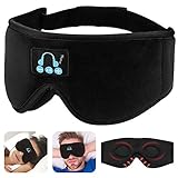 Schlafmaske Bluetooth Schlafkopfhörer, 3D Augenmaske Musik Kabellose Schlaf Headset Lichtblockierende Schlafbrille mit Eingebautem HD-Lautsprecher (black)