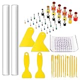 N\A Allazone 61 Stück Polymer Clay Tools Set Modellierwerkzeug Set, Edelstahl Polymer Lehm Cutter Acryl Tonroller Set mit Acrylplatte Plastikspatel für DIY Ton Handwerk M