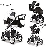 16 teiliges Qualitäts-Kinderwagenset-Reisesystem 3 in 1'COSMO' Standard in 41 Farb