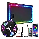 LED-Streifenlichter, 5 m, USB-Smart-Bluetooth-Fernseher, LED-Hintergrundbeleuchtung für 147.3–203.2 cm (58–80 Zoll) Fernseher, 40 Tasten Fernbedienung und App-Steuerung, RGB 5050 DIY Farben TV LED