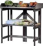 dobar 29153FSC Klappbarer Pflanztisch mit verzinkter Arbeitsplatte und Ablagefläche, 85 x 44 x 89 cm,