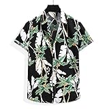 Strandshirt Herren Modern Mode Loose-Fit Strickjacke Herren Shirt Sommer Hawaiianischer Stil Druck Herren T-Shirt Urban Licht Casual Atmungsaktives H