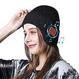 Yajun Drahtlose Bluetooth Beanie Mütze mit Stereo Lautsprecher und MIC Outdoor Warm Musik Cap Herbst Winter Waschbare Strickmützen Schw