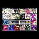 RG-FA Nagel-Strass-Set, verschiedene Formen, Kristall, AB-Strasssteine und Edelsteine für Nägel, gemischte Formen, flache Rückseite, Nageljuwelen, 21 Gitter-Wassertropfen, 1000 Stück