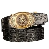Lordring Taktischer Gürtel für Männer täglicher Gürtel Arbeitsgürtel, Schwarze Farbe Kaffeefarbe Alligatorleder, ovaler Wasserhahn, Goldschnallengürtel,Schwarz,Waist 31'~33'/110