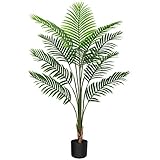 CROSOFMI Kunstpflanze Palmen 120 cm Plastik Künstliche Pflanze Groß Areca Palme im Topf Wohnzimmer Balkon Schlafzimmer Grün Deko (1 Pack)
