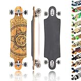 MAXOfit® Deluxe Longboard GeoLines Bamboo No.96, Drop Through, 96,5 cm, 4 Schichten, ABEC11