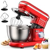 PHISINIC Küchenmaschine Knetmaschine 1500W Teigmaschine Rührmaschine mit 5,5 L Edelstahl Schüssel 6 Geschwindigkeiten Geräuscharme Teigknetmaschine inkl 3-Teiligem Patisserie-Set und Spritzschutz R