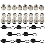 RUNCCI-YUN 24Pcs Luftfahrt-Stecker16 MM Gewinde 4 Pin×8,5 Pin×4,8 Pin ×4 Männlich Weiblich Panel Metall Luftfahrt Draht Stecker + 8Stück Gummi Schutzkapp