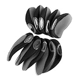 Golf Schlägerkopfhüllen Neopren Golf Club Head Covers Set 10pcs Golf Eisen Deckt Eisenhauben Wasserdicht Golf Club Kopfbezüge Kopfbedeckungen Schutz Headcover Set Für Eisenköpfe (Grau + Schwarz)