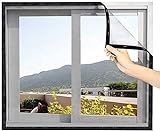 MEEO 2 Sets DIY Fliegengitter für Fenster abschnittbar Fliegengitter Fenster Insektenschutz mit Stark Haftendem Klettband, Kinderleichte Montage (Zwei Sets, Schwarze Bänder)