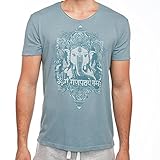 Bodhi Yoga Shirt Männer'GANESHA', vintage-blau, 100% Bio-Baumwolle, FairWear und GOTS-zertifiziert (L)