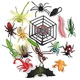 QWEF Insekten Figuren Plastik Kunststoff Insekten Spielzeug für Kinder für Bildung Halloween Spielzeug Themen Partys Geburtstagsgeschenke 17 Stück