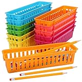 Belle Vous Schreibwaren Aufbewahrungskorb Plastik (12Stk) - Aufbewahrungsbox Lang Set Bunt - Plastikkorb Aufbewahrung für Buntstifte Klein/Stifte in Klassenzimmer, Schreibtisch, Büro, Zubehör, Makeup