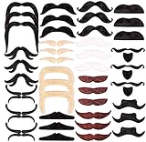 TK Gruppe Timo Klingler 36x selbstklebend Bärte mit div. Schnurrbart, Bart, Fake Moustache, Schnauzer zum Ankleben zu Fasching &