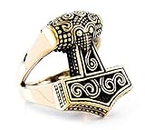 Windalf Vikings Statement Ring THYR 2 cm Nordischer Thorshammer-Ring Historischer Bronzeschmuck Wikinger Schmuck Bronze (Bronze, 70 (22.3))