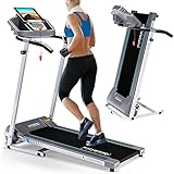 Kinetic Sports KST2700FX Laufband elektrisch klappbar | Leiser 1PS-DC Elektromotor bis 10 km/h | 13 Programme GEH- Lauftraining | Pulsmessung | Multifunktionale Konsole LCD Display & Tablet Halterung