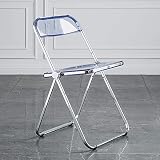 YFFTTKD Transparenter klappbarer Freizeitstuhl, transparenter Esszimmerstuhl Acryl-Kunststoffstühle, armloser Sitz für Esszimmer, Wohnzimmer, Büro, Restaurant und Garten,Silberkantenb