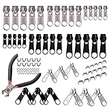 Eokeey Ersatz Reißverschluss Set, 85 Stück reißverschluss Reparatur Set,3mm 5 mm 8mm Metall Reißverschluss mit installieren Zange für Jacke Zelt Gepäck Schlafsack